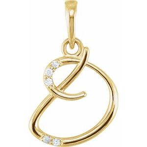 14K Yellow Gold .025 CTW Natural Diamond Initial D Pendant