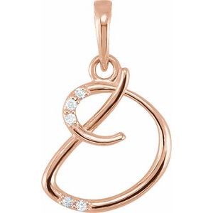 14K Rose Gold .025 CTW Natural Diamond Initial D Pendant