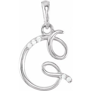 14K White Gold .025 CTW Natural Diamond Initial G Pendant