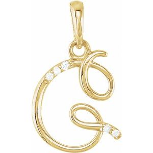 14K Yellow Gold .025 CTW Natural Diamond Initial G Pendant