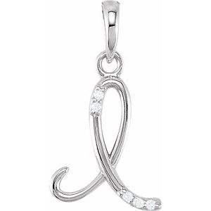14K White Gold .025 CTW Natural Diamond Initial I Pendant