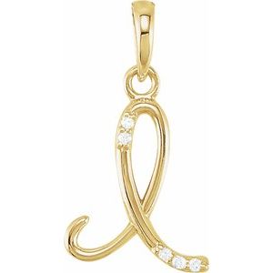 14K Yellow Gold .025 CTW Natural Diamond Initial I Pendant