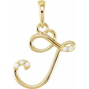 14K Yellow Gold .025 CTW Natural Diamond Initial J Pendant