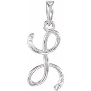 14K White Gold .025 CTW Natural Diamond Initial L Pendant