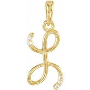 14K Yellow Gold .025 CTW Natural Diamond Initial L Pendant