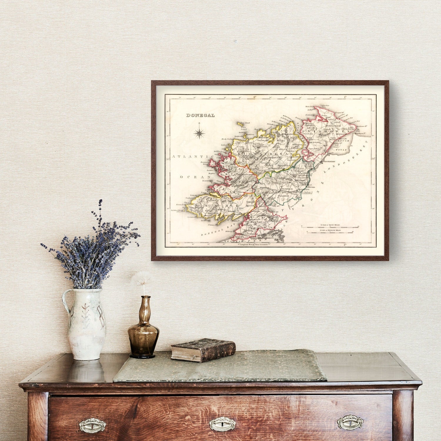 Vintage Map of Donegal County Ireland, 1846