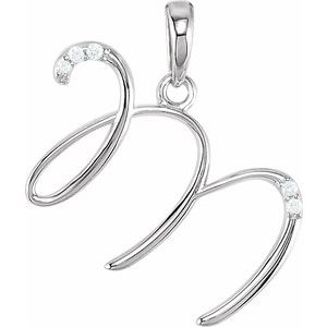 14K White Gold .025 CTW Natural Diamond Initial M Pendant
