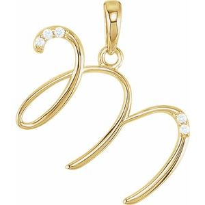 14K Yellow Gold .025 CTW Natural Diamond Initial M Pendant