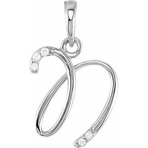 14K White Gold .025 CTW Natural Diamond Initial N Pendant