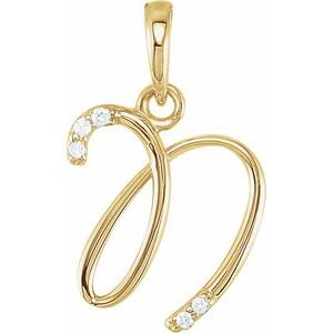 14K Yellow Gold .025 CTW Natural Diamond Initial N Pendant
