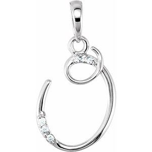 14K White Gold .025 CTW Natural Diamond Initial O Pendant