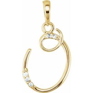 14K Yellow Gold .025 CTW Natural Diamond Initial O Pendant
