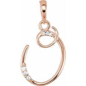 14K Rose Gold .025 CTW Natural Diamond Initial O Pendant