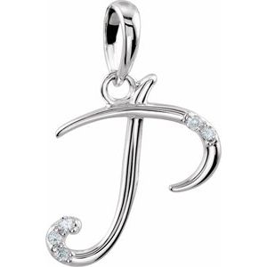14K White Gold .025 CTW Natural Diamond Initial P Pendant