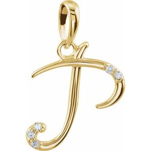 14K Yellow Gold .025 CTW Natural Diamond Initial P Pendant