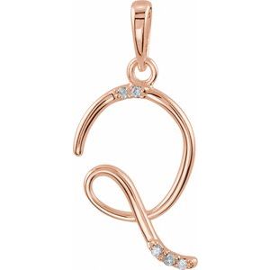 14K Rose Gold .025 CTW Natural Diamond Initial Q Pendant