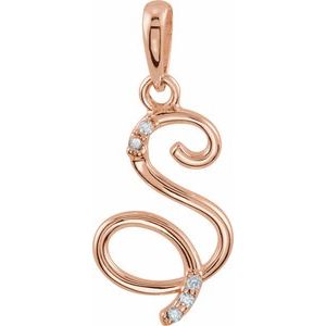 14K Rose Gold .025 CTW Natural Diamond Initial S Pendant