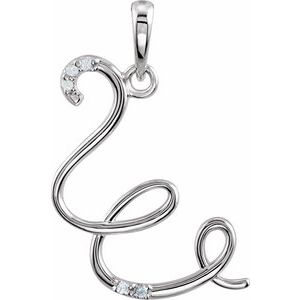 14K White Gold .025 CTW Natural Diamond Initial W Pendant