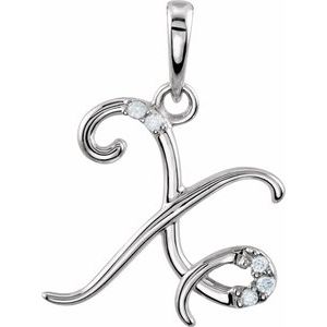 14K White Gold .025 CTW Natural Diamond Initial X Pendant