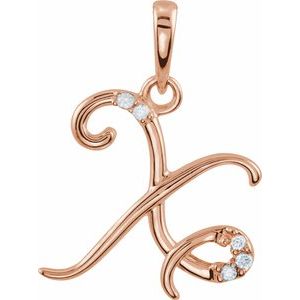 14K Rose Gold .025 CTW Natural Diamond Initial X Pendant