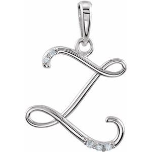 14K White Gold .025 CTW Natural Diamond Initial Z Pendant