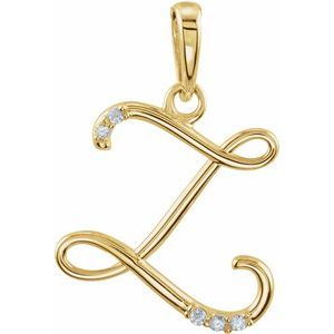14K Yellow Gold .025 CTW Natural Diamond Initial Z Pendant