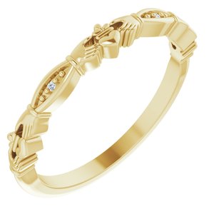 14K Yellow Gold .005 CTW Natural Diamond Claddagh Ring
