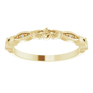 14K Yellow Gold .005 CTW Natural Diamond Claddagh Ring