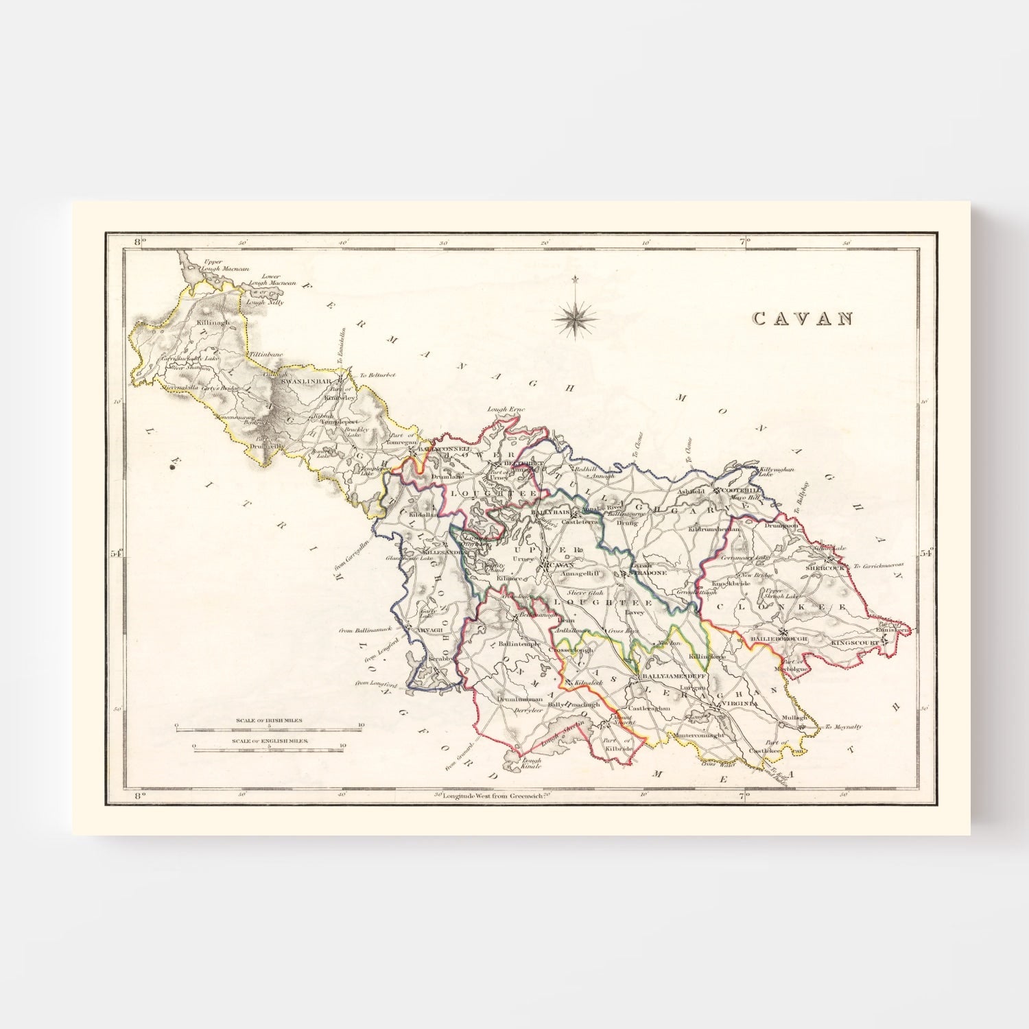 Vintage Map of Cavan County Ireland, 1846