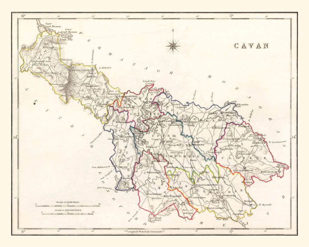 Vintage Map of Cavan County Ireland, 1846