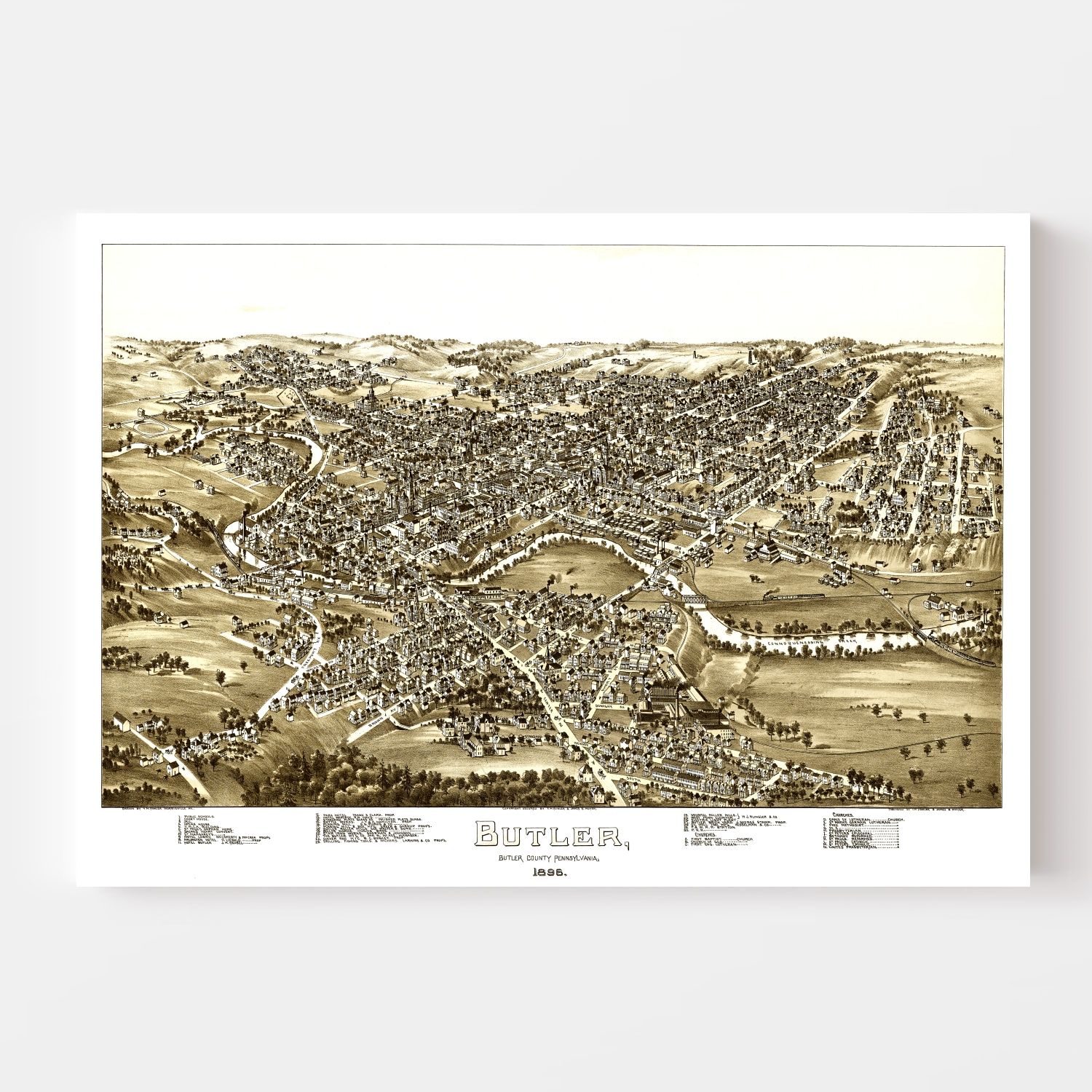 Vintage Map of Butler, Pennsylvania 1896