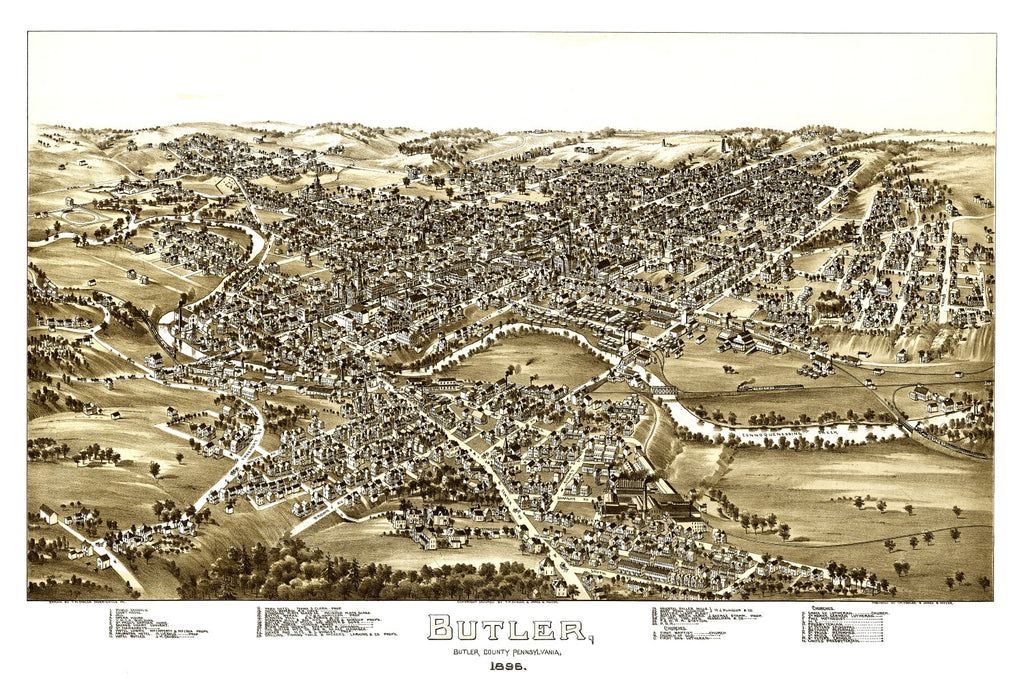 Vintage Map of Butler, Pennsylvania 1896