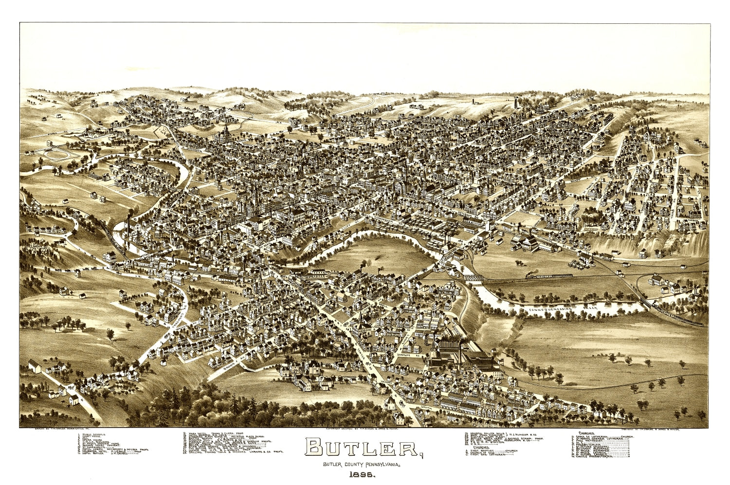 Vintage Map of Butler, Pennsylvania 1896