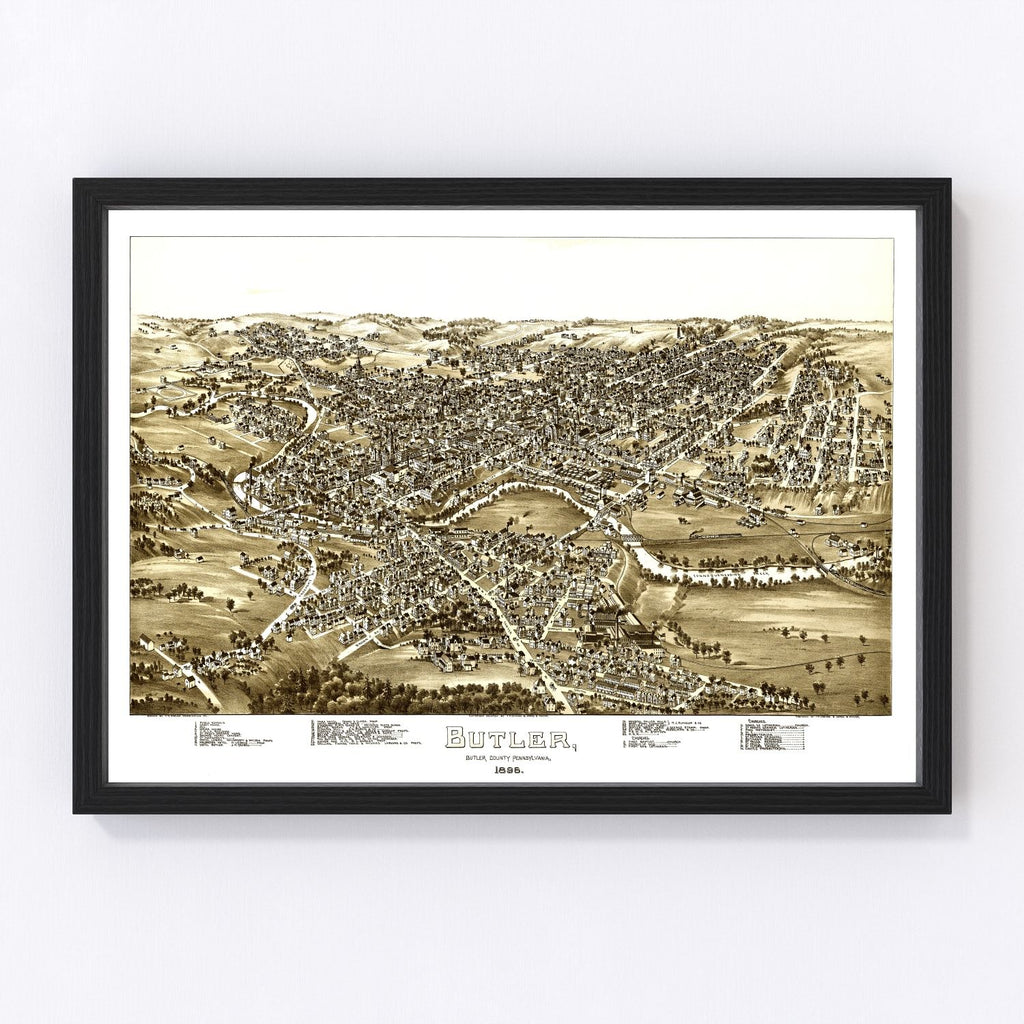 Vintage Map of Butler, Pennsylvania 1896