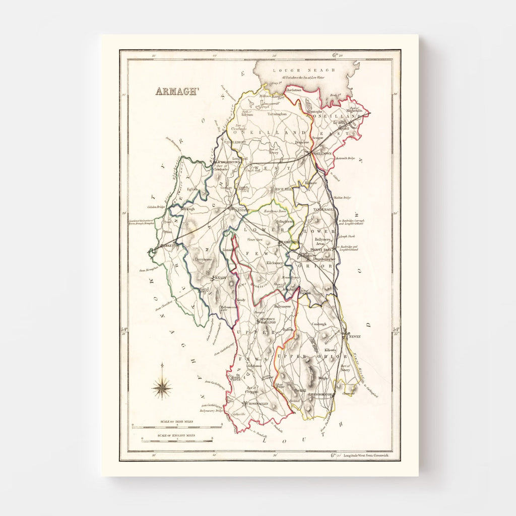 Vintage Map of Armagh County Ireland, 1846