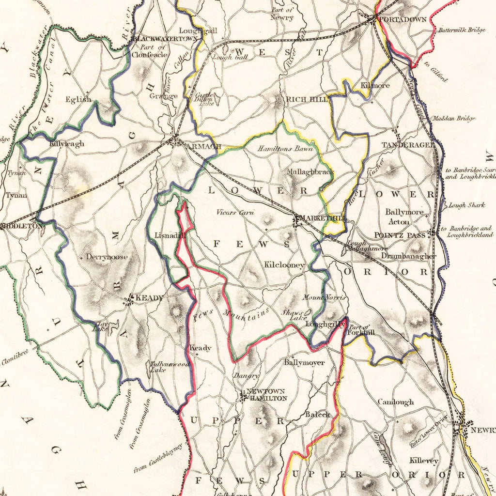 Vintage Map of Armagh County Ireland, 1846