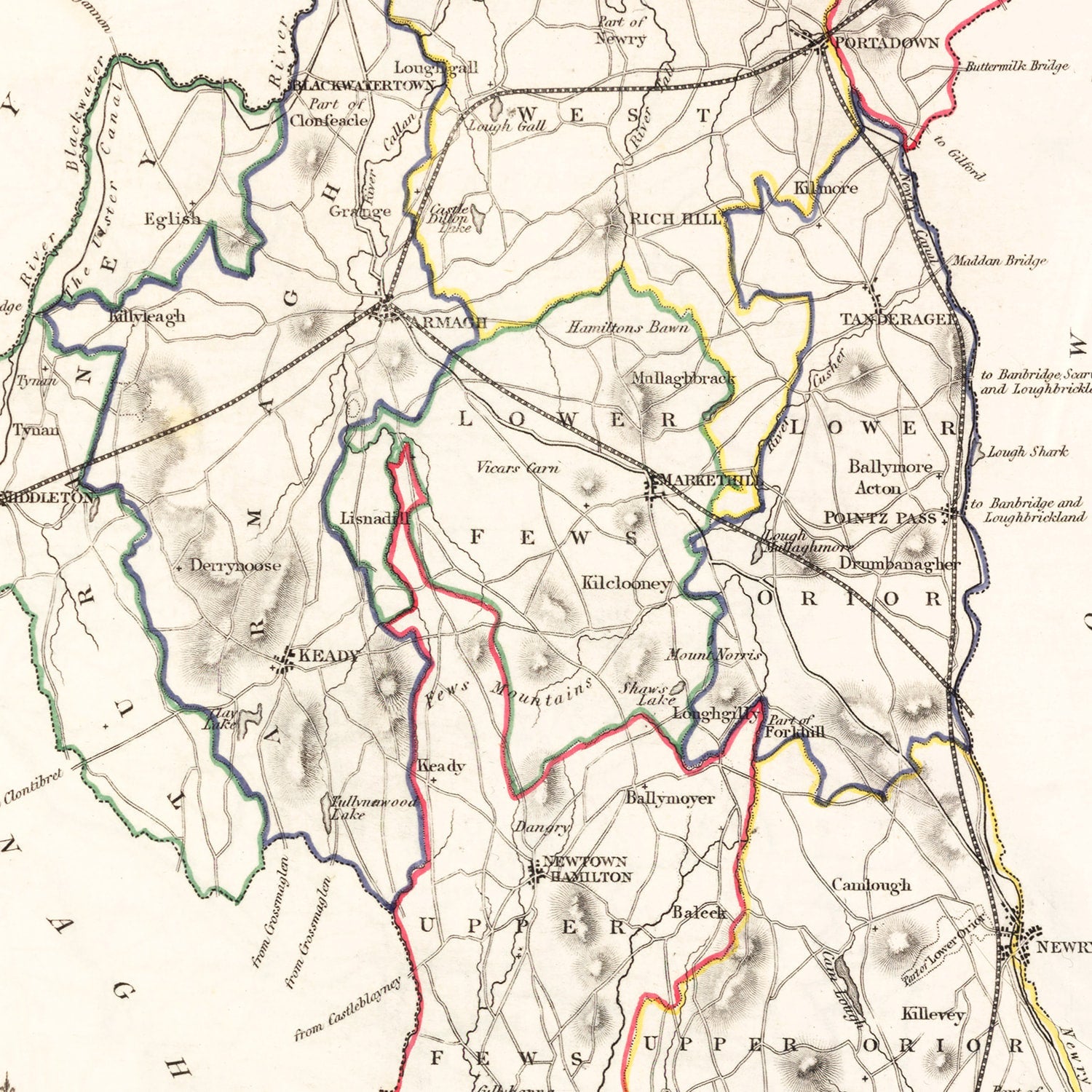 Vintage Map of Armagh County Ireland, 1846