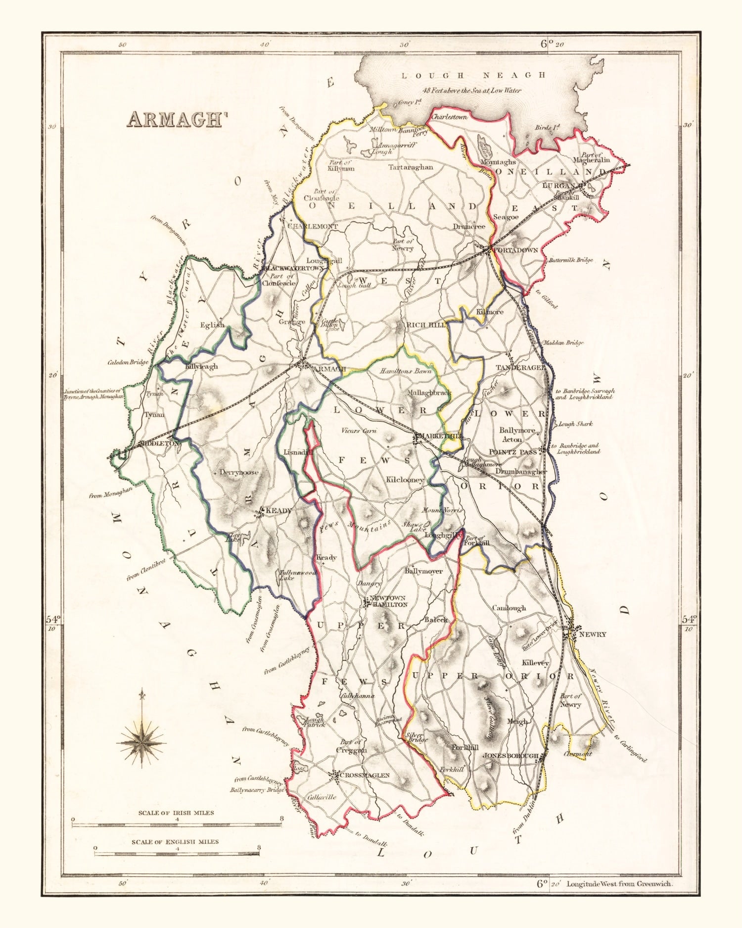 Vintage Map of Armagh County Ireland, 1846