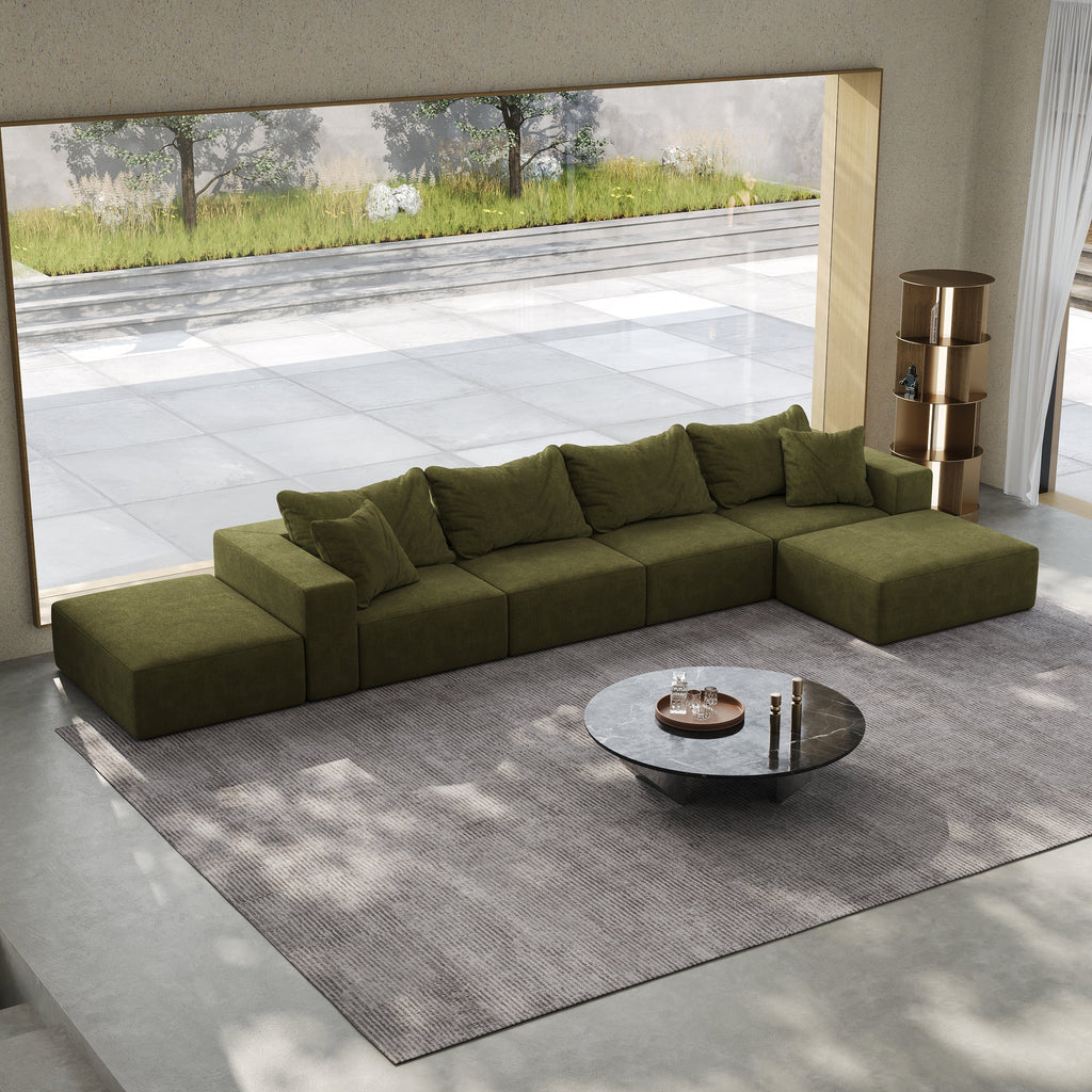 Oversized sponge cloud sofa,Modern Upholstered Sectional Sofa Couch Set,Modular 162' L Shaped Sectional Living Room Sofa Set With 6 Pillows,Free Combination Sofa Couch for Living Room,BedroomWF055