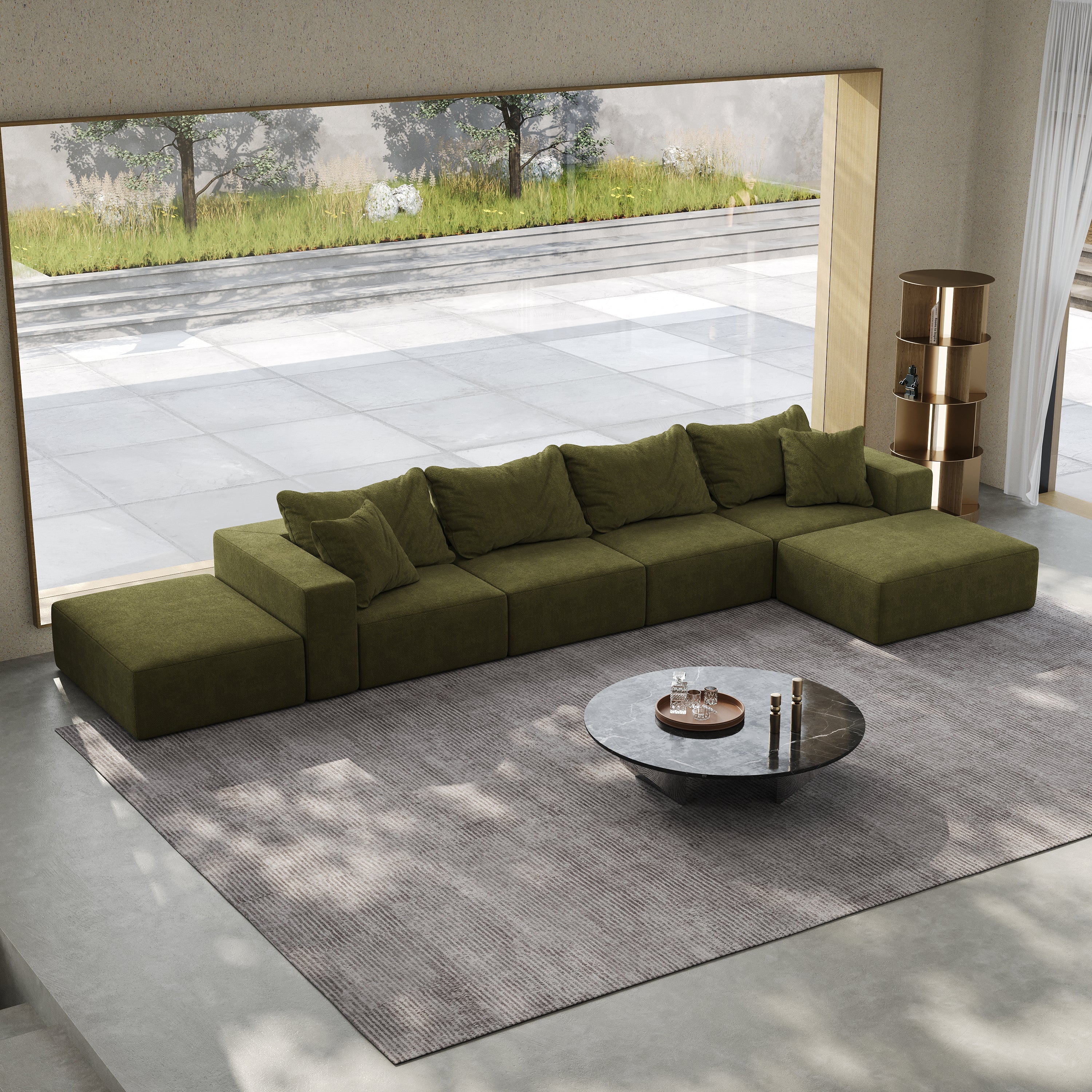 Oversized sponge cloud sofa,Modern Upholstered Sectional Sofa Couch Set,Modular 162' L Shaped Sectional Living Room Sofa Set With 6 Pillows,Free Combination Sofa Couch for Living Room,BedroomWF055