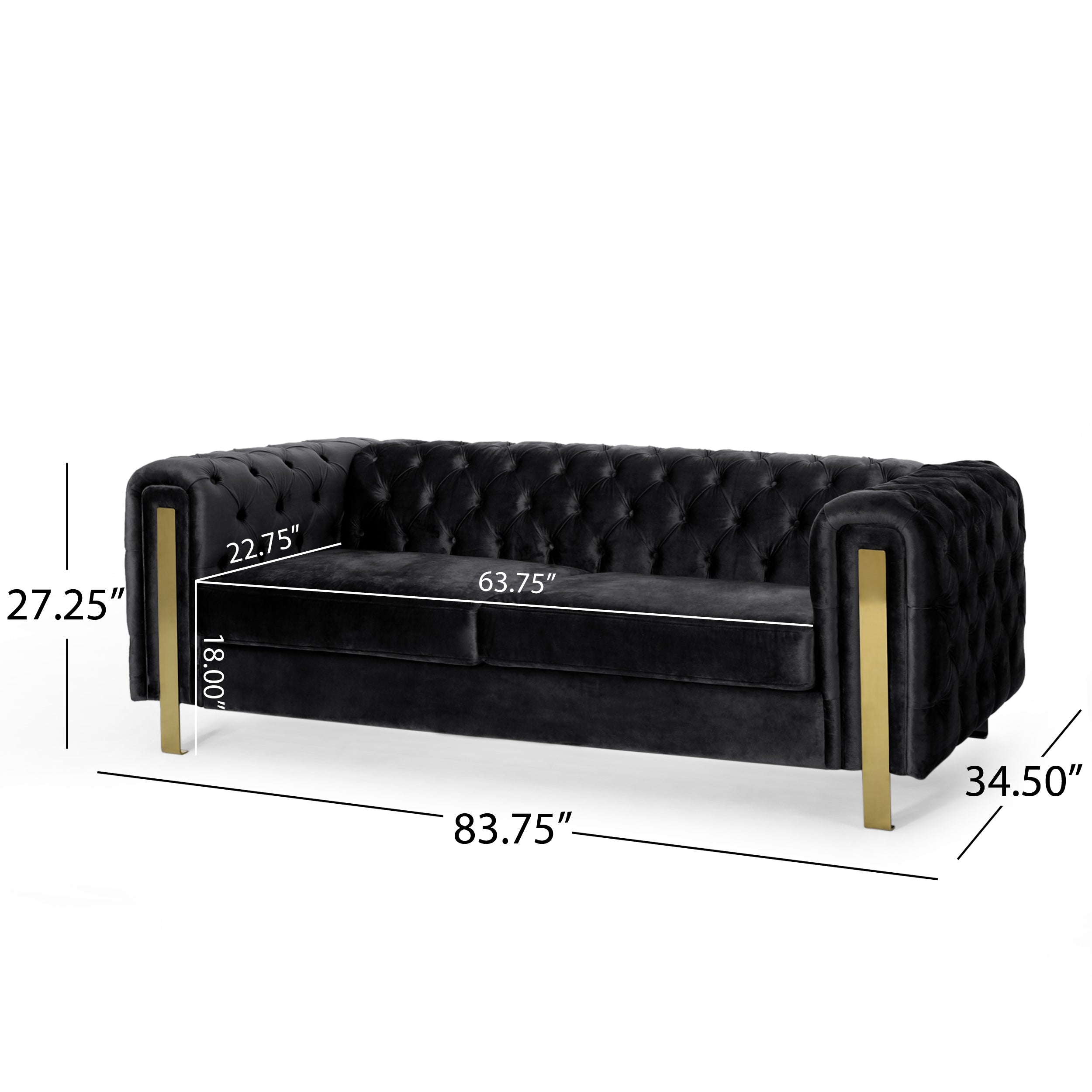 Mirod Comfy 3-seat Sofa with Tufted Back and Arm, Modern for Living Room