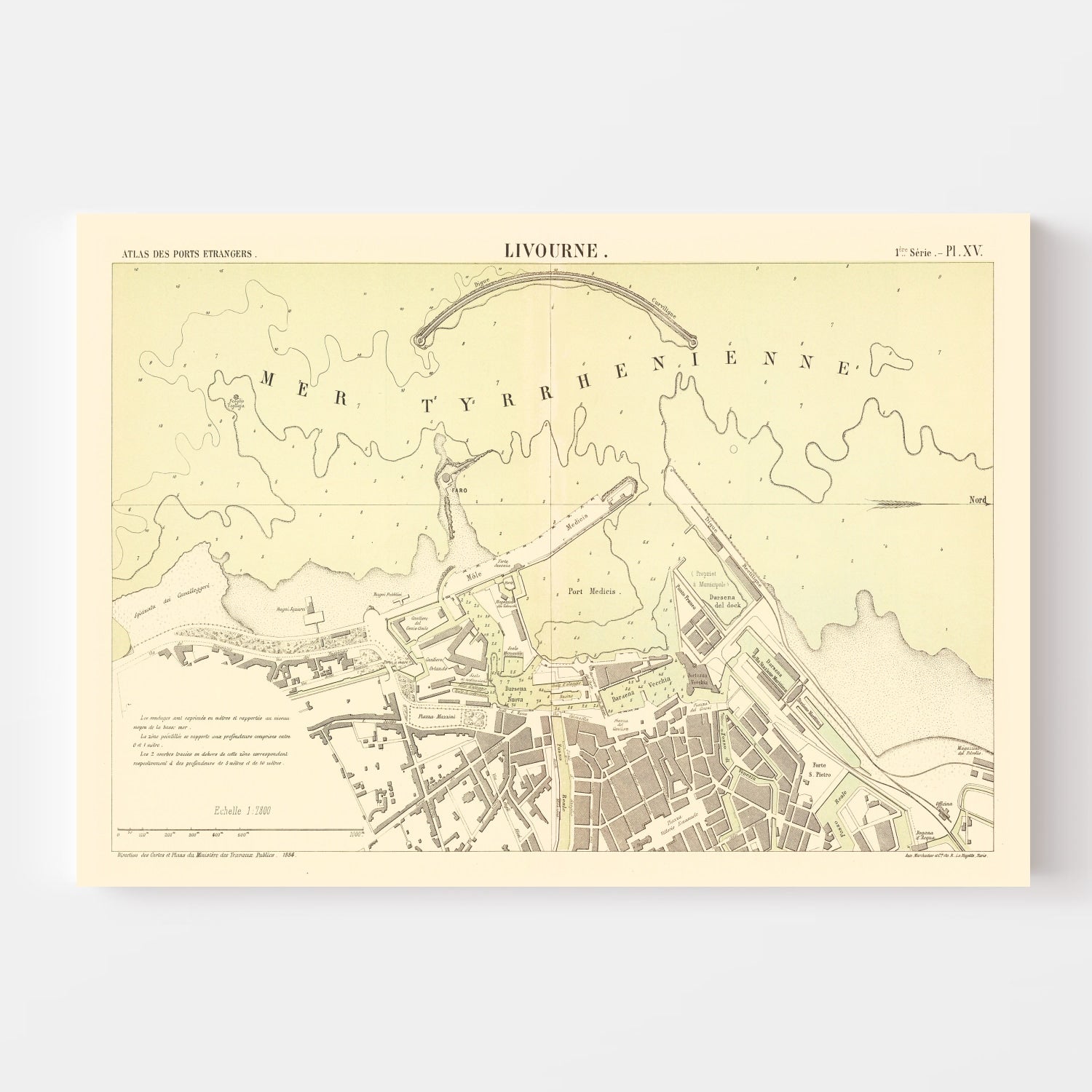 Vintage Map of Livorno, Italy 1884