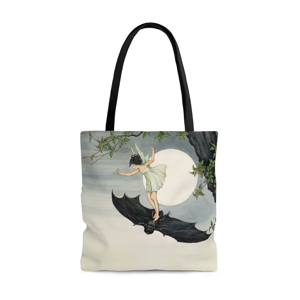 "Fairy Riding a Bat" Heavy-Duty Canvas Tote Bag