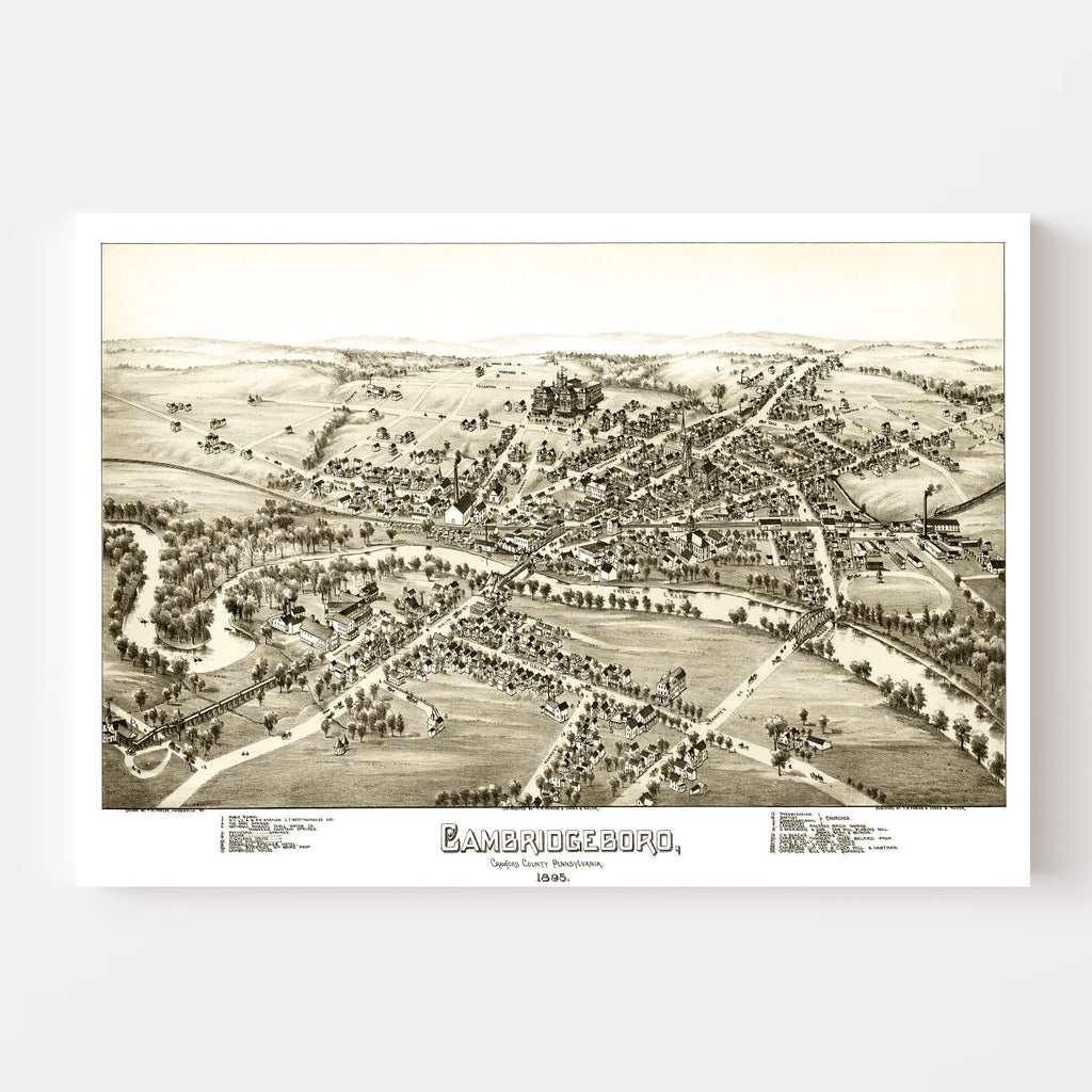 Vintage Map of Cambridgeboro, Pennsylvania 1895