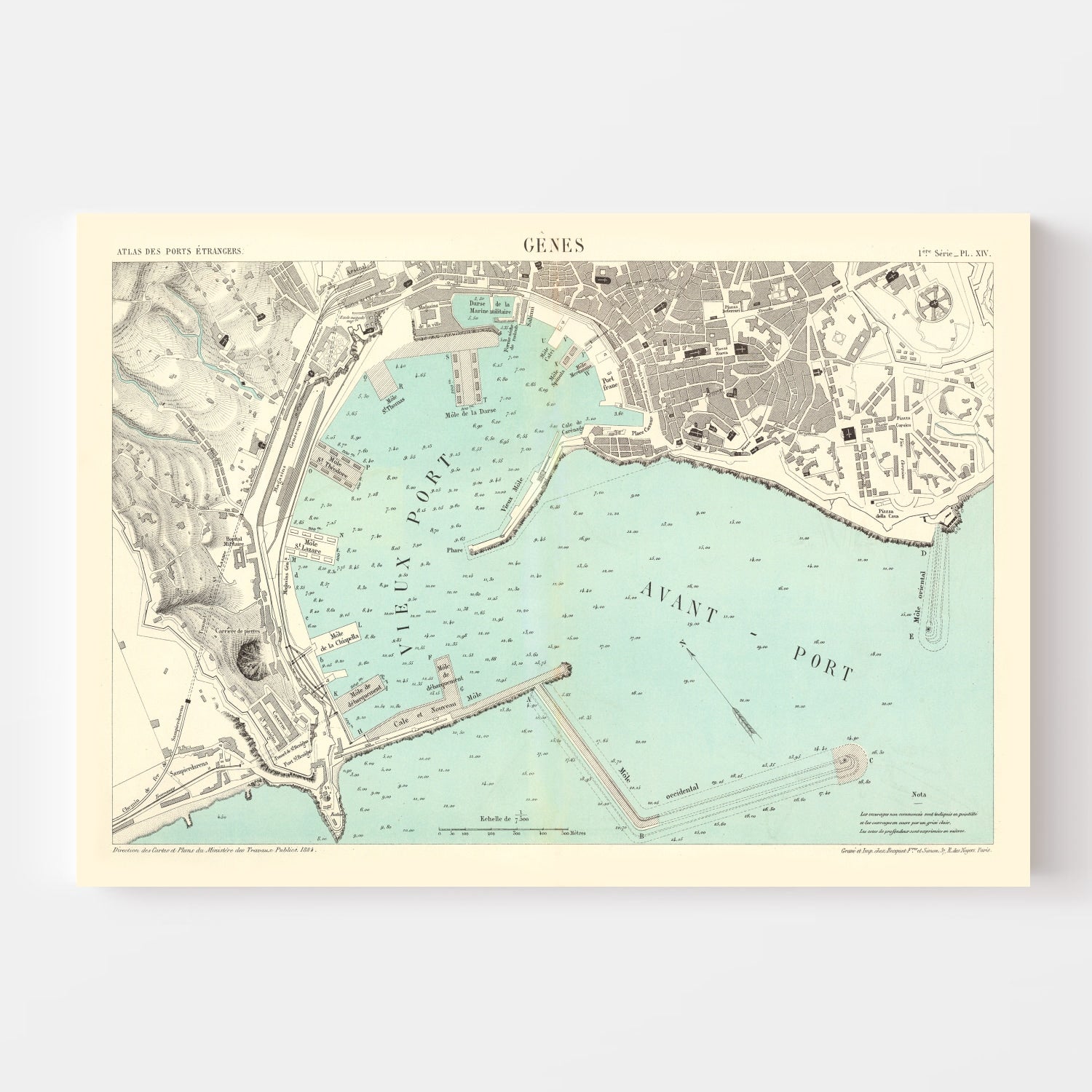 Vintage Map of Genoa, Italy 1884