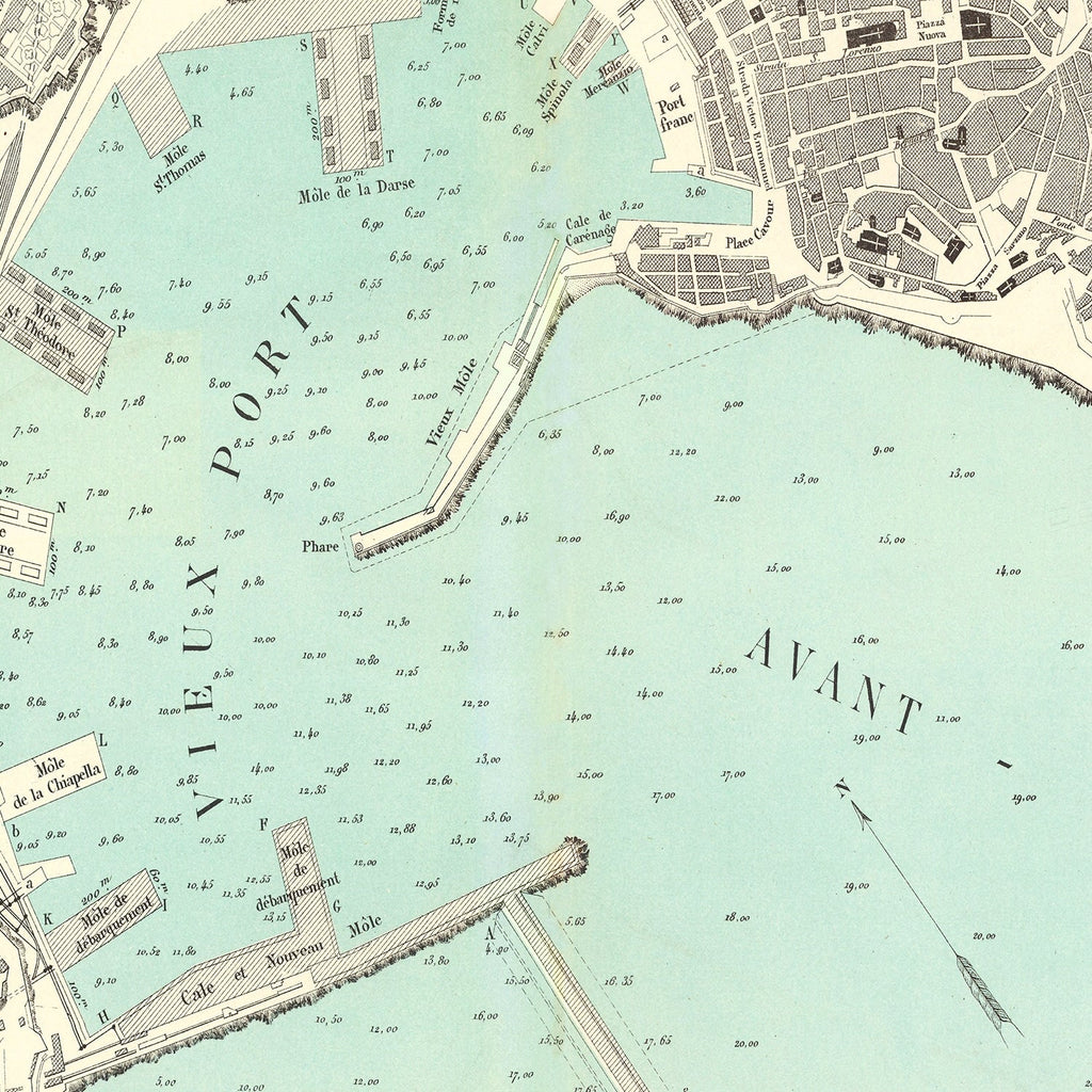 Vintage Map of Genoa, Italy 1884