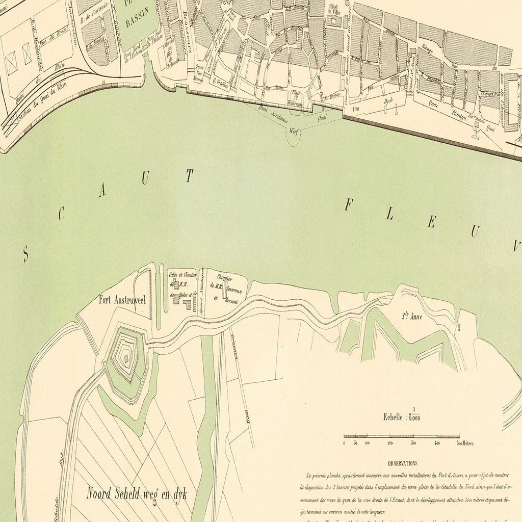 Vintage Map of Antwerp, Belgium 1883