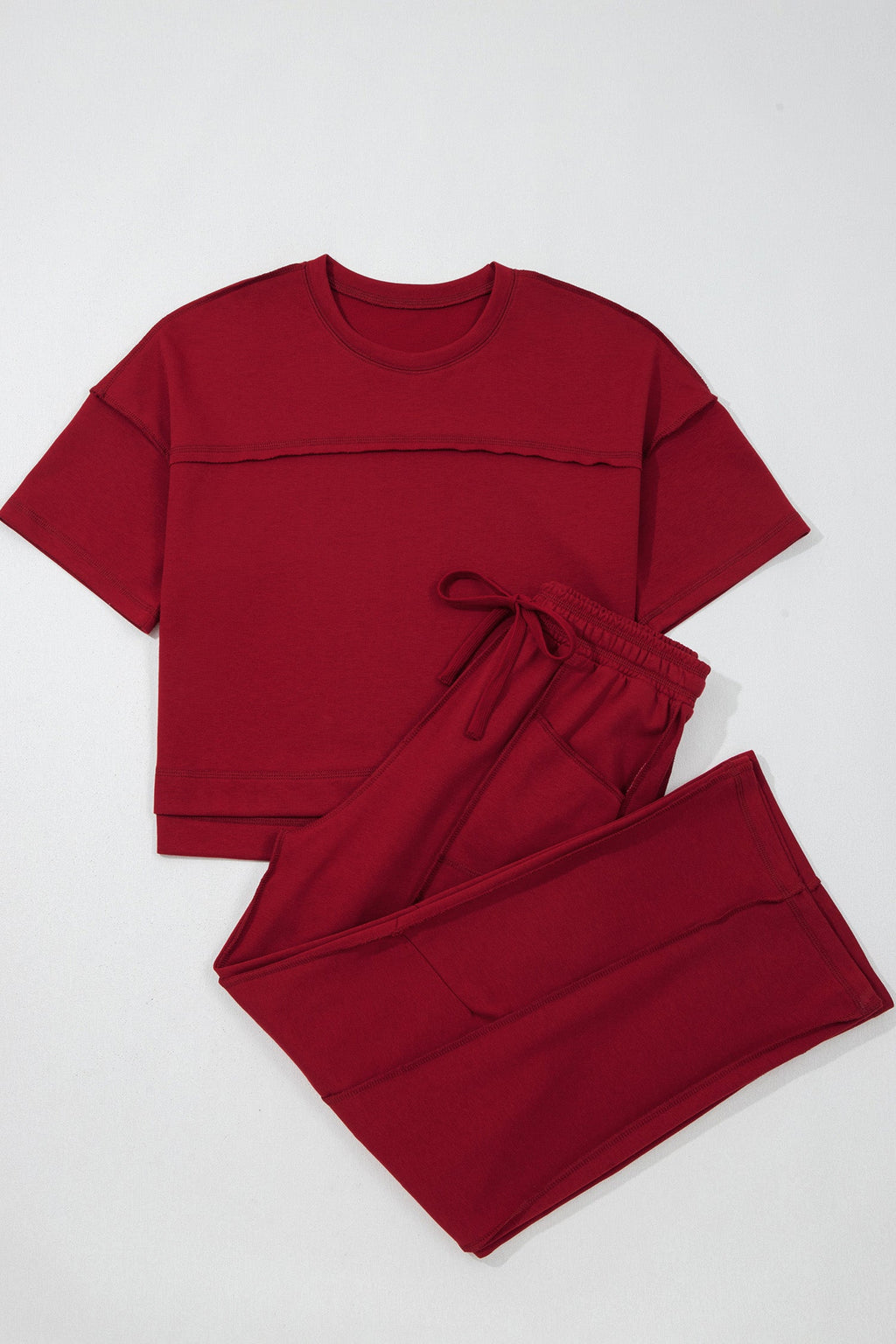 Solid Drop Shoulder Boxy Tee & Barrel Pants Set