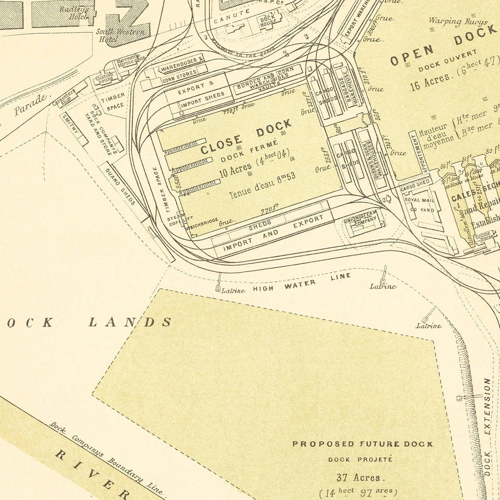 Vintage Map of Southampton, England 1884