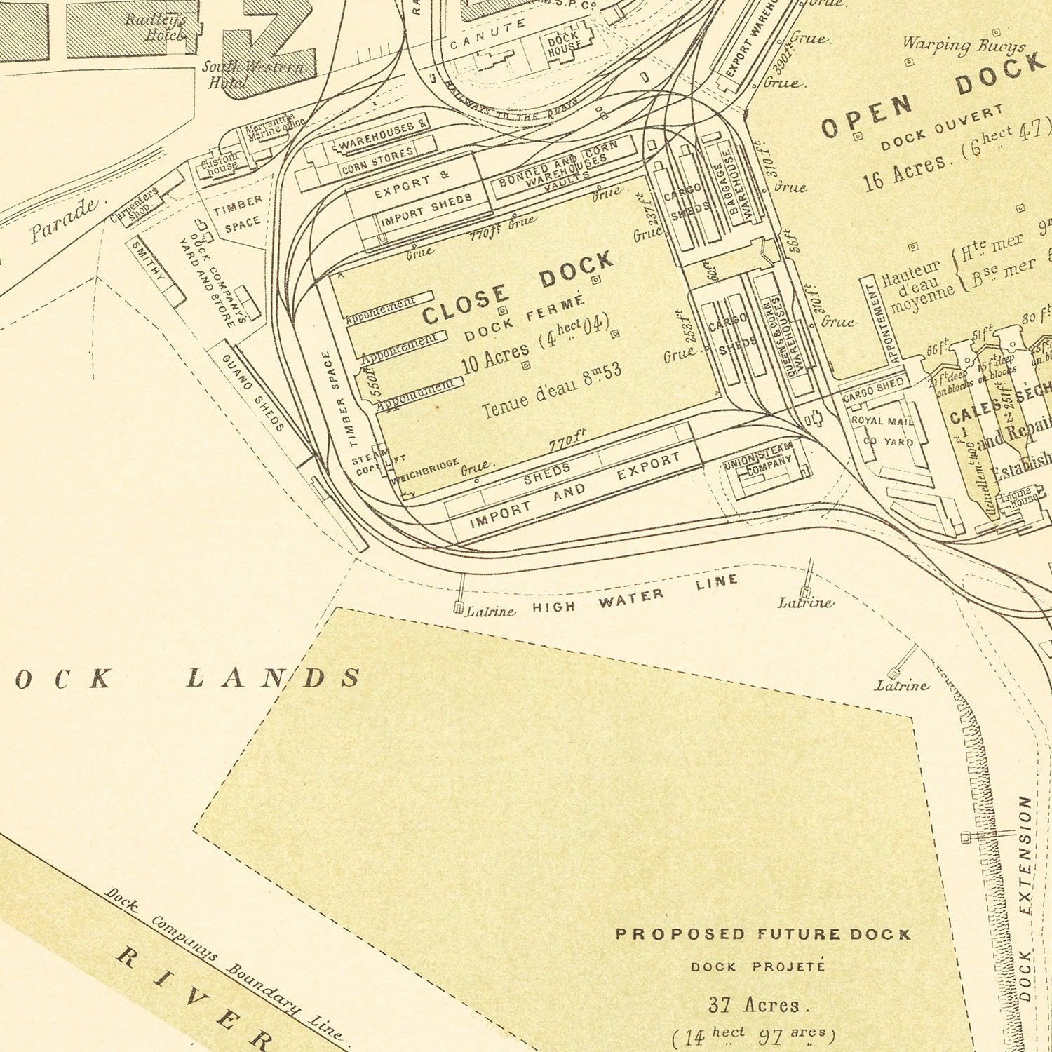 Vintage Map of Southampton, England 1884
